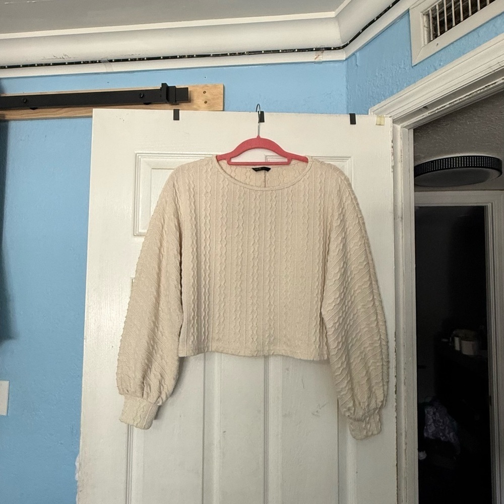 SHEIN Cream Textured Knit Top